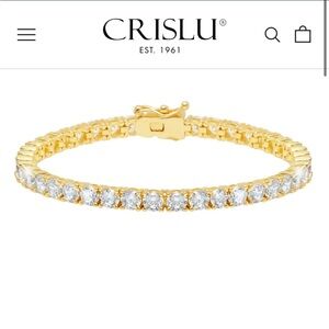 Crislu Gold Crystal Tennis Bracelet — Classic Clear Stones